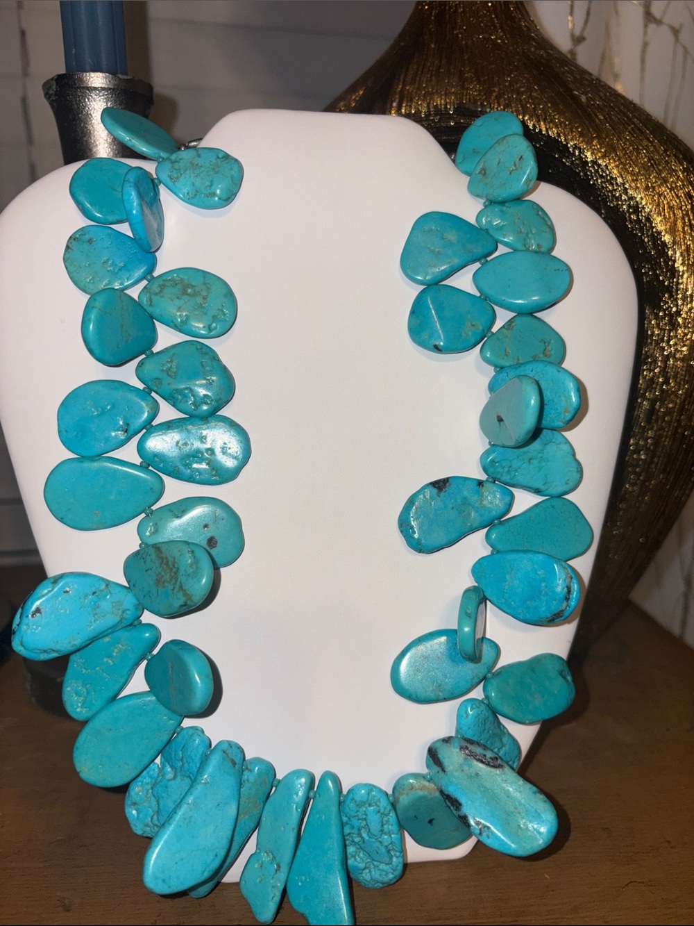Turquoise Statement Stone Necklace - Blue